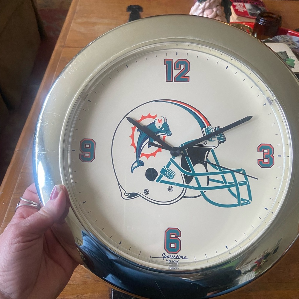 1990 Miami Dolphins Theme Plastic Wall Clock